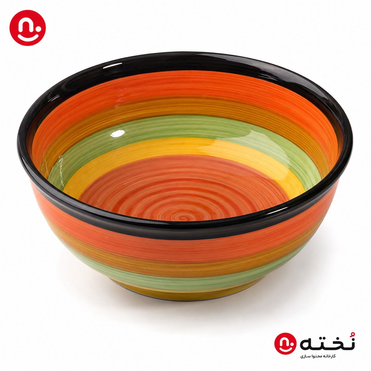 کاسه سفالی لعاب دار طرح سرخپوستی