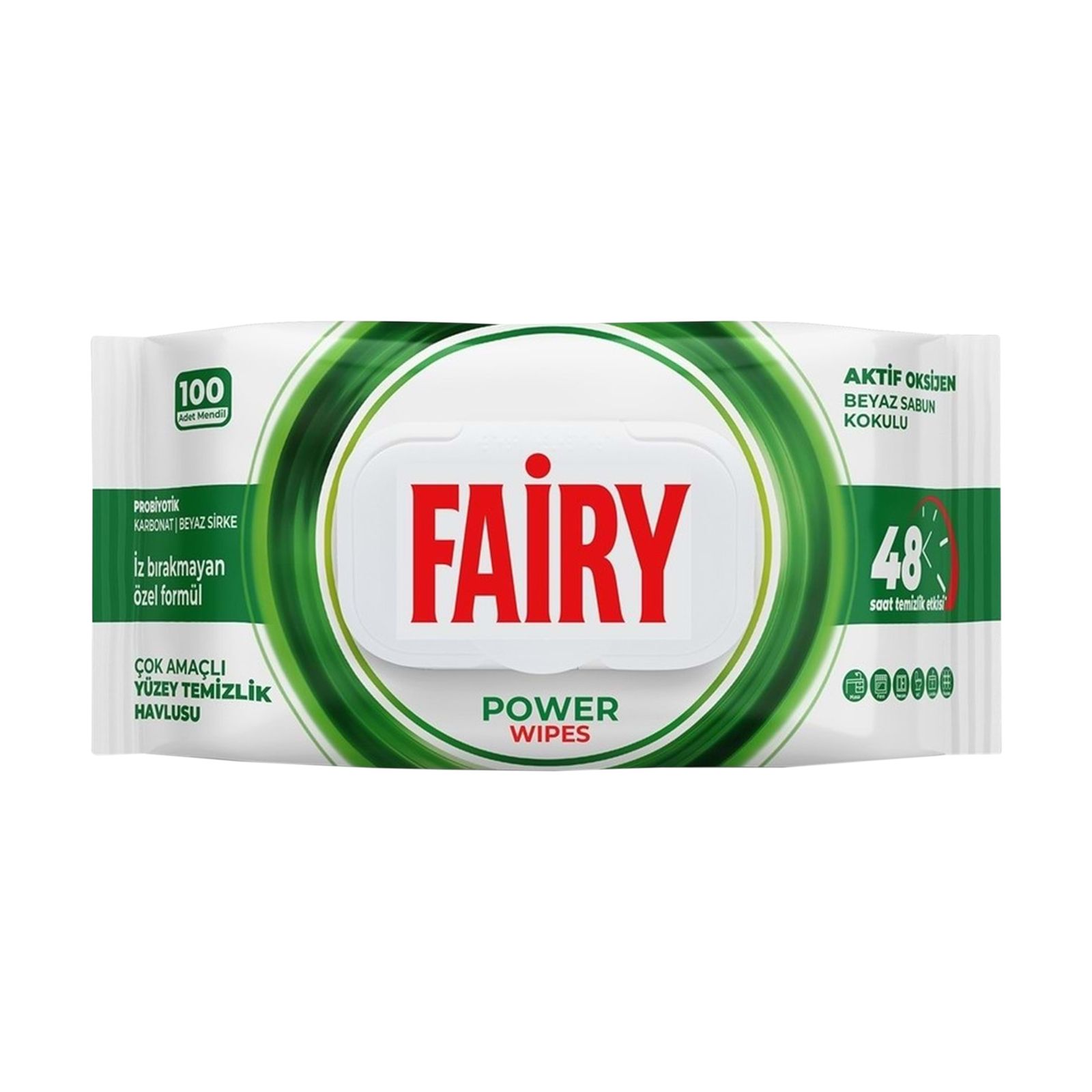 دستمال تميز كننده سطوح و ضد عفونى كننده فیری مدل power wipes بسته 100 عددی