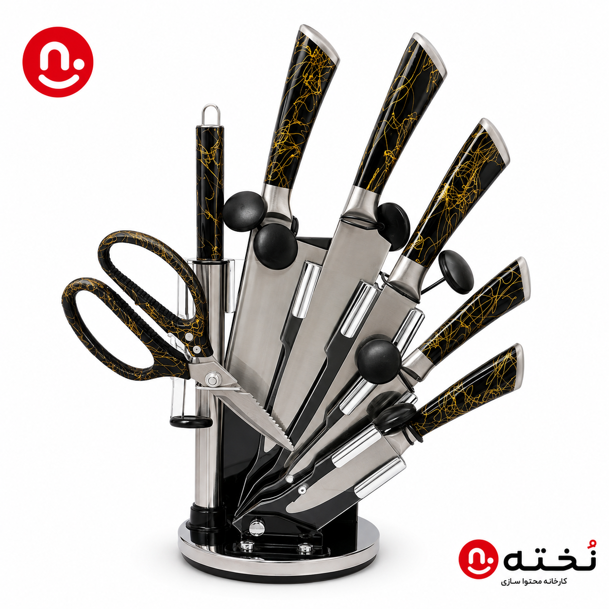 سرویس چاقوی آشپزخانه ۸ پارچه همراه استند مدل TM102
