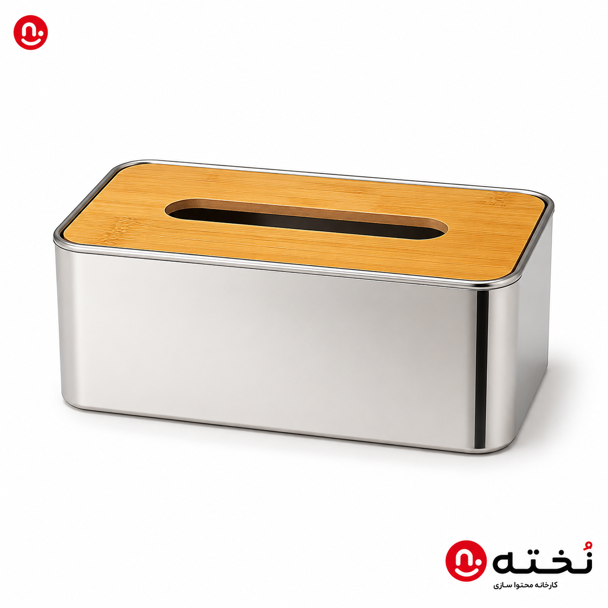جعبه دستمال کاغذی-درب بامبو-مدل مستطیل مدل PT003