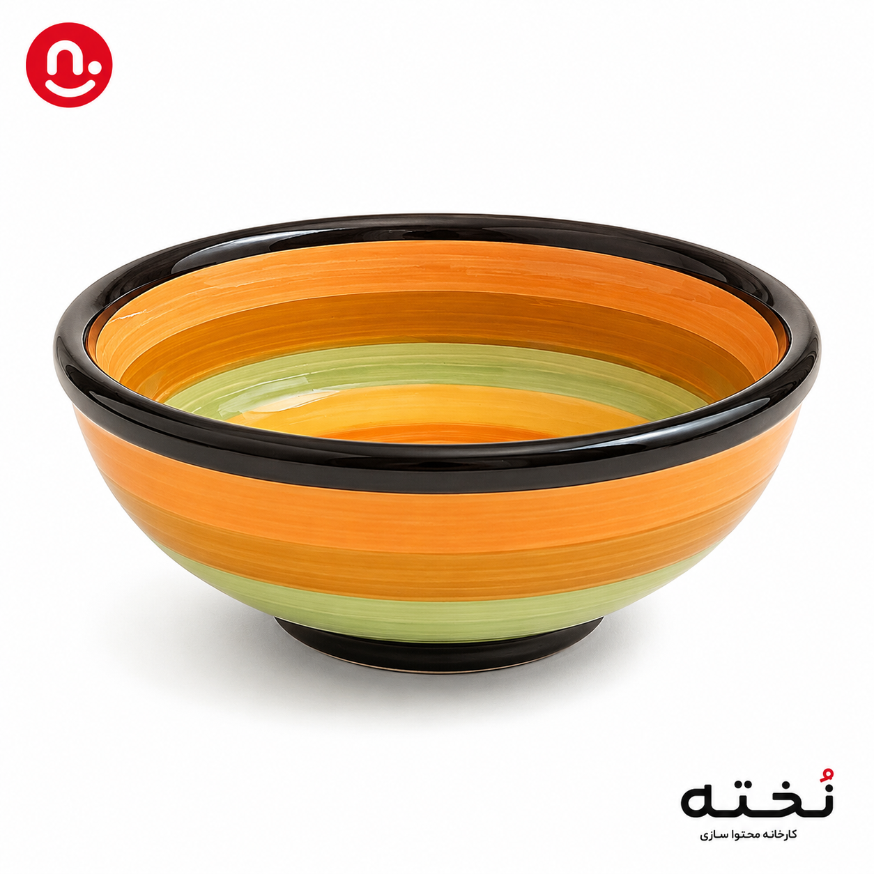 پیاله سفالی لعاب دار طرح سرخپوستی
