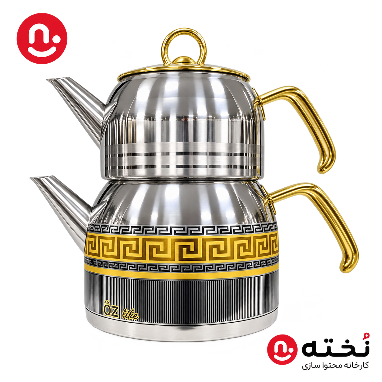 ست کتری و قوری استیل ۲ لیتری-طرح ورساچه برند کرکماز